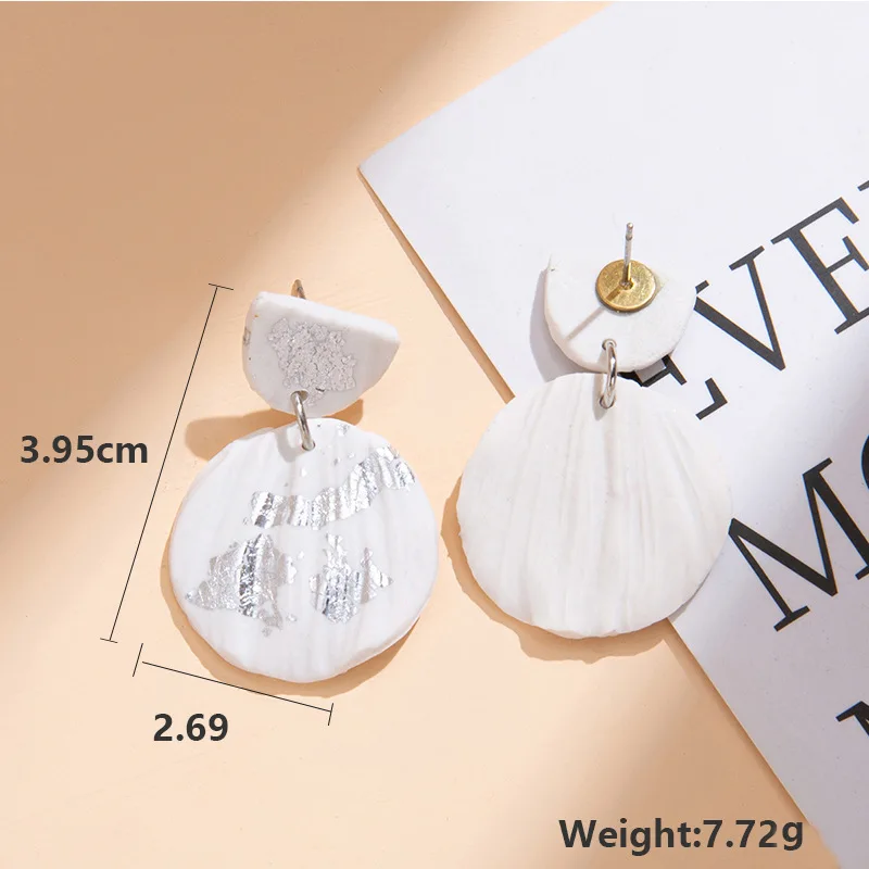 

WENYUE Fashion Round Multicolor Earrings for Women New Unique Polymer Clay Geometric Drop Dangle Earrings Party Jewelry