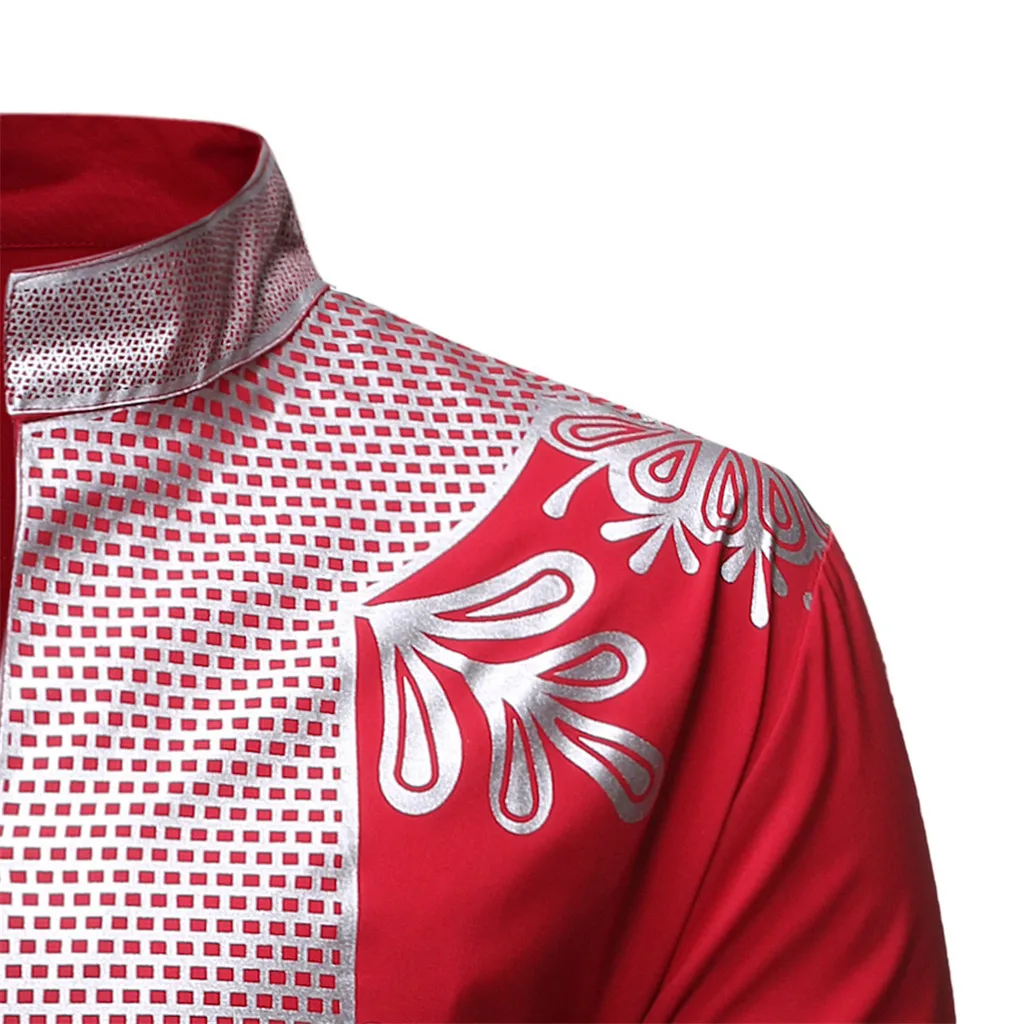 SAGACE Модная ретро нация мужская повседневная сексуальная Длинная рубашка с