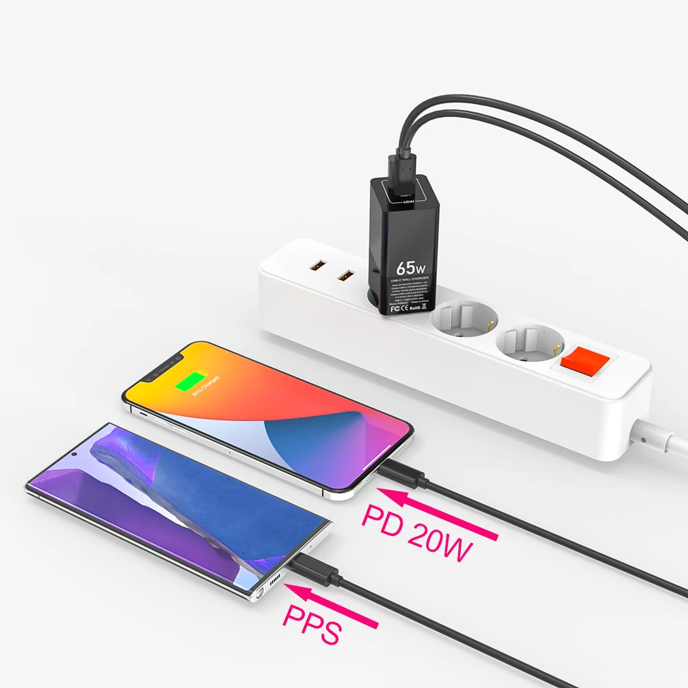 PD65W GaN USB C зарядное устройство Тип 45 Вт 20 PPS QC3.0 Korea KR Plug быстрое адаптер для MacBook Samsung