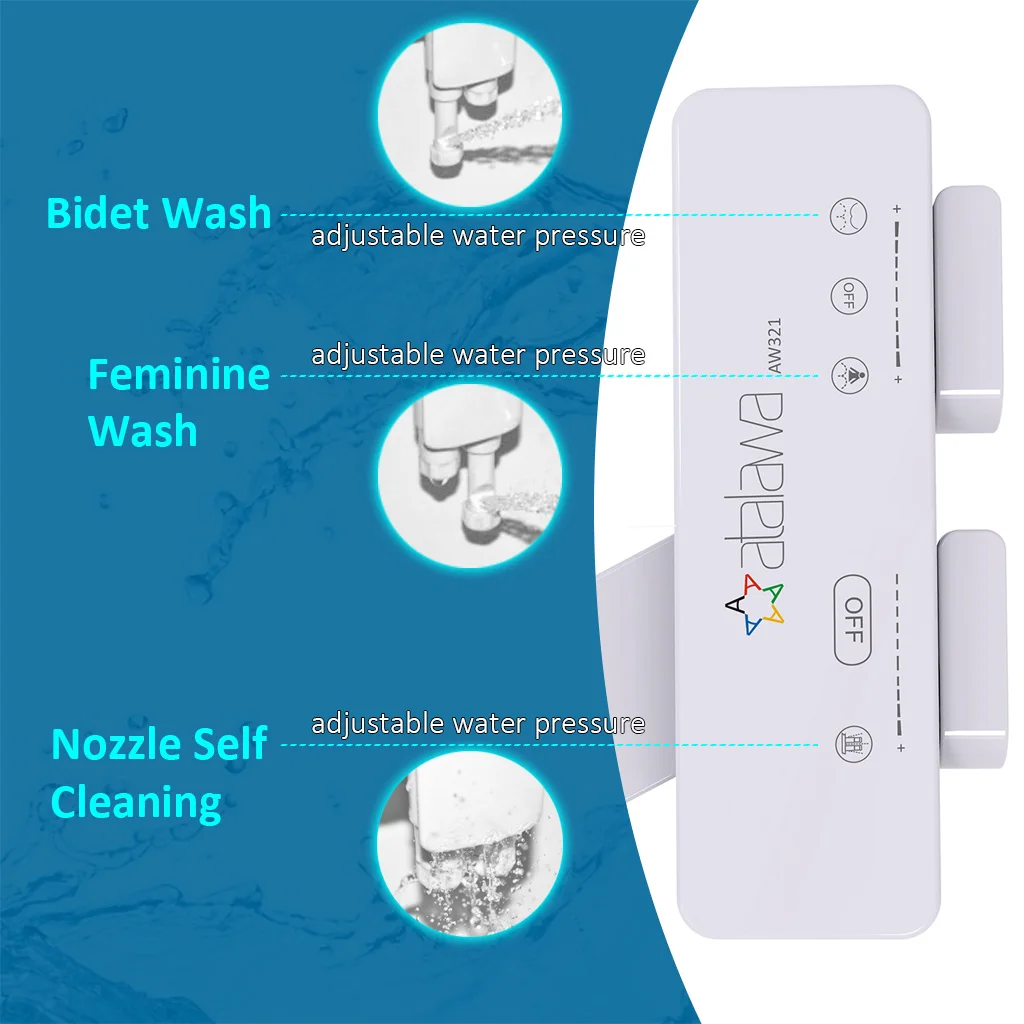 Bidet Atalawa AW321 Slim Non Electric Toilet Seat Attachment Dual Nozzles for Rear &amp Feminine Wash Cold Water Spray | Обустройство