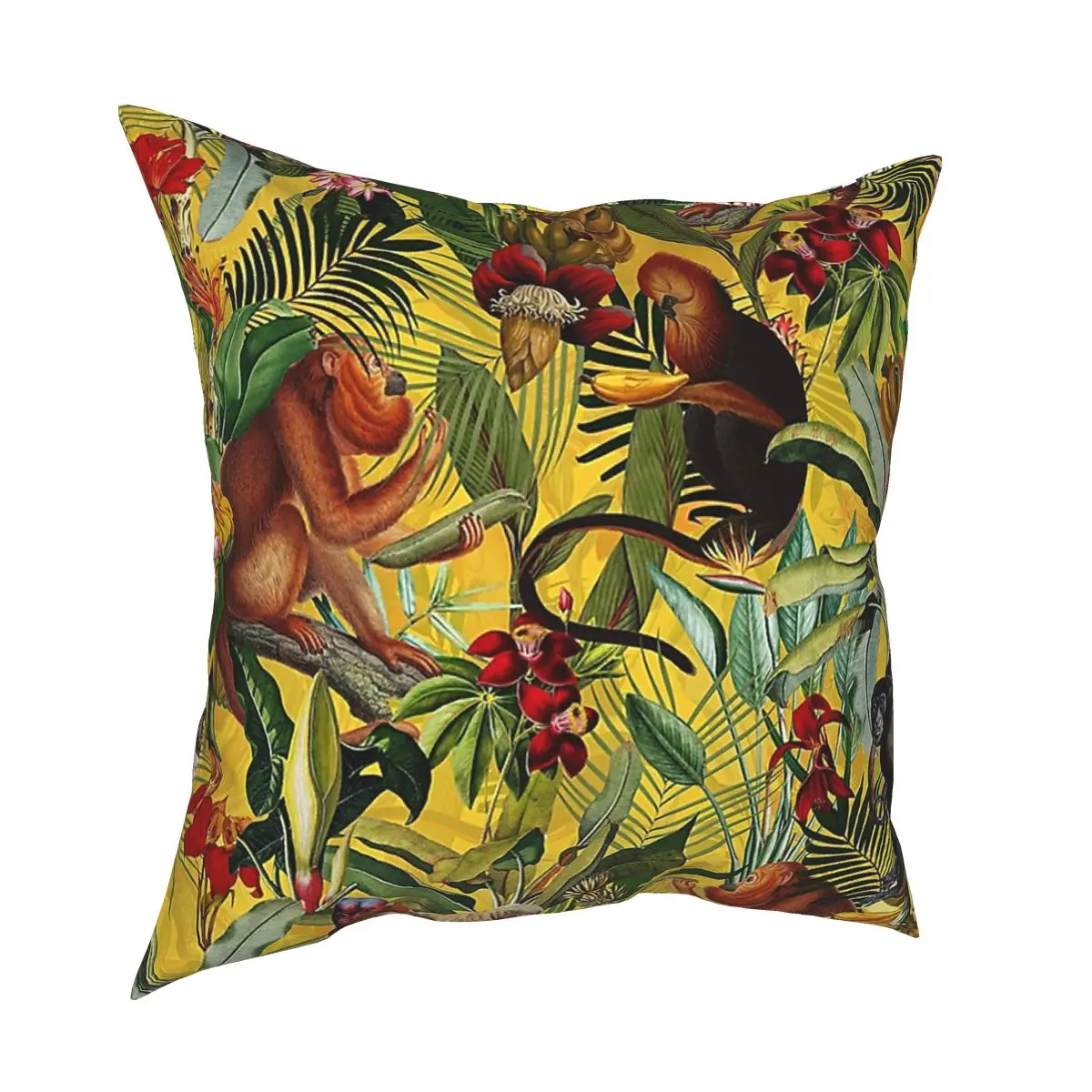 

Tropical Monkey Jungle Pattern Yellow Pillowcase Printing Polyester Cushion Cover Decoration Pillow Case 40X40cm Cushion Cover