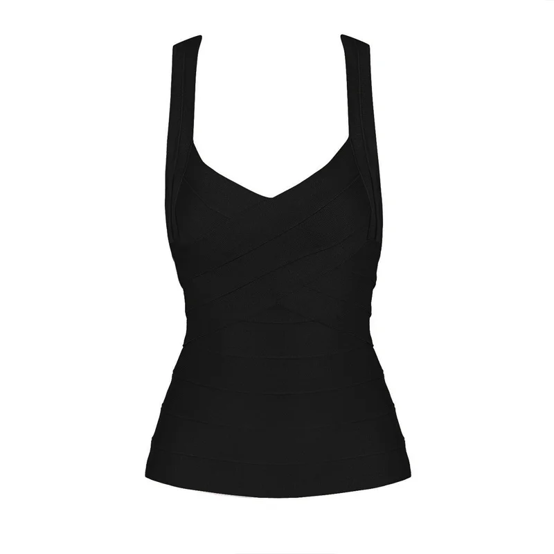 

Beateen 2018 Women Bandage Bodycon V Neck Sleeveless Tops Fashion New Arrival For Lady
