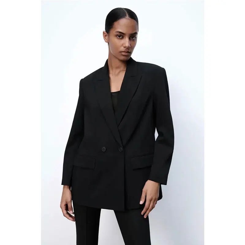 

Nlzgmsj Za Women 2021 Women White Black Blazer Coat Vintage Notched Collar Pocket 2021 Fashion Female Casual Chic Tops 202108
