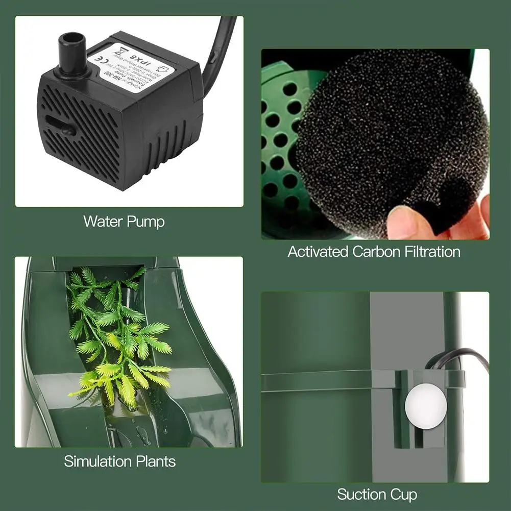

Reptile Water Dispenser For Snake Gecko Chameleon Tortoise Bearded Dragon Pet Reptiles Drinking Fountain Us Plug