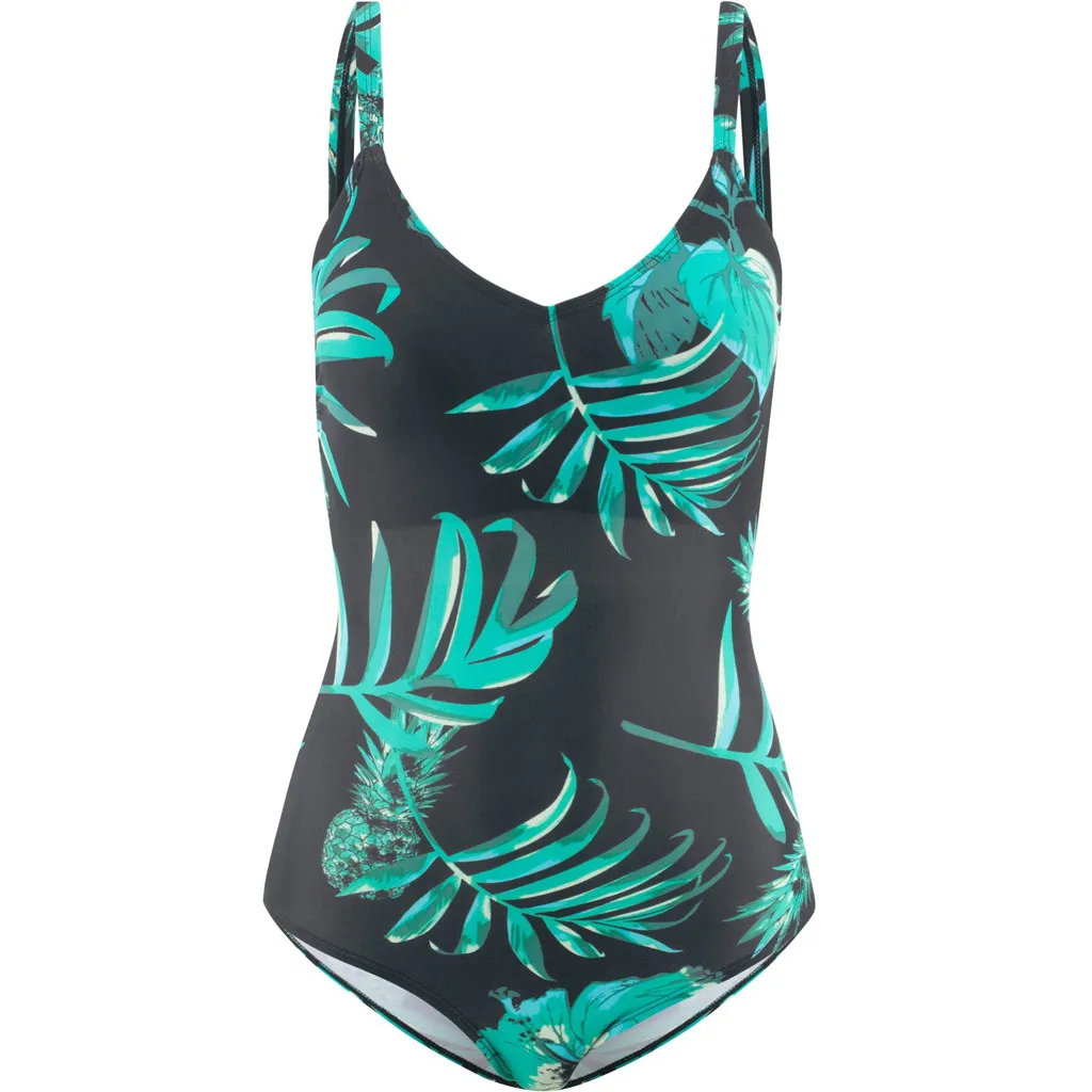 Консервативный слитный купальник с принтом листьев купальный костюм