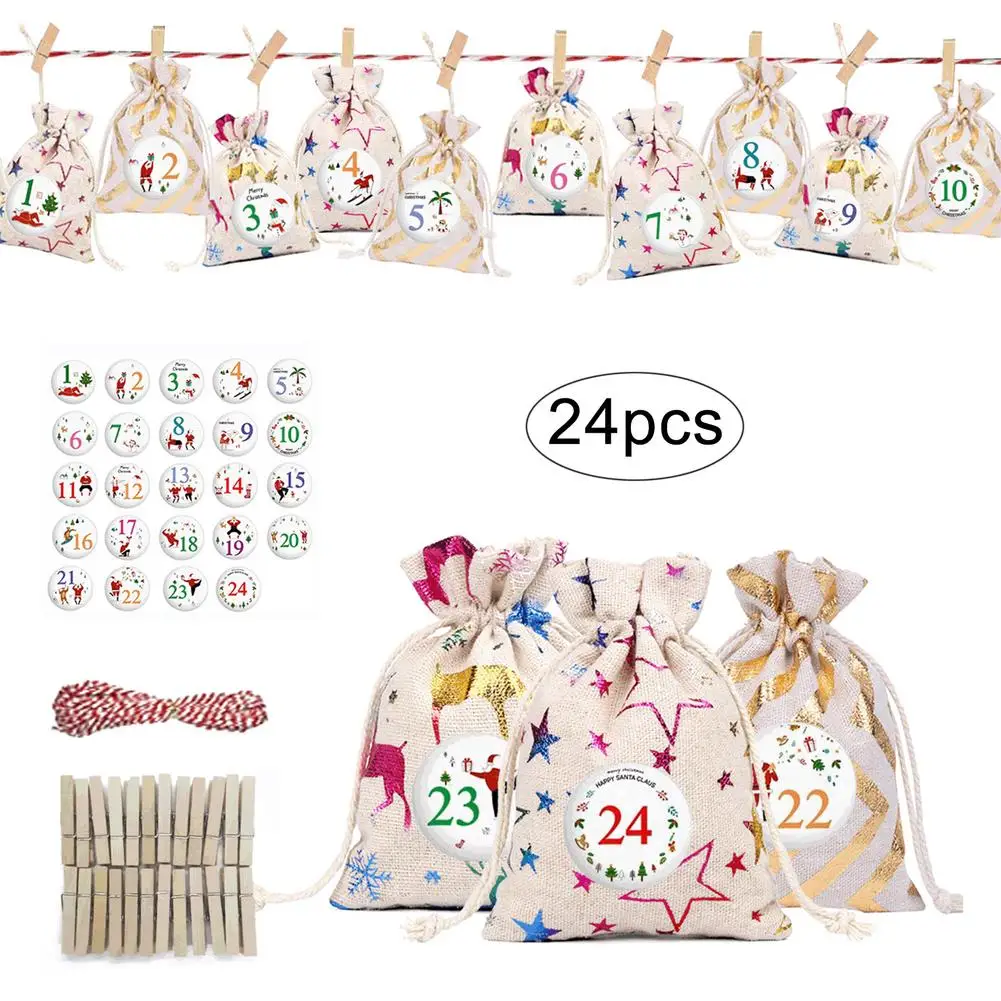 Рождественские Сумки с календарем 24 дня 2021 новый год обратный отсчет подарок