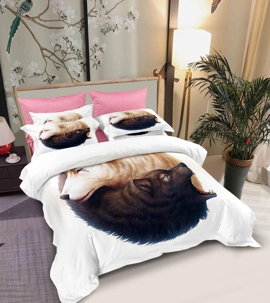 Комплект постельного белья с изображением волка односпальный двуспальный