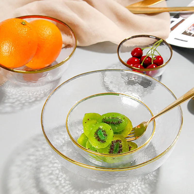 Gold Inlay Glass Plate Salad Bowl Phnom Penh Dinner Dish Soup Fruit Dessert Steak Wedding Decorative Tableware | Дом и сад