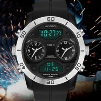 sanda three time display digital watch male student electronic watch outdoor sports youth alarm waterproof men fashion clock