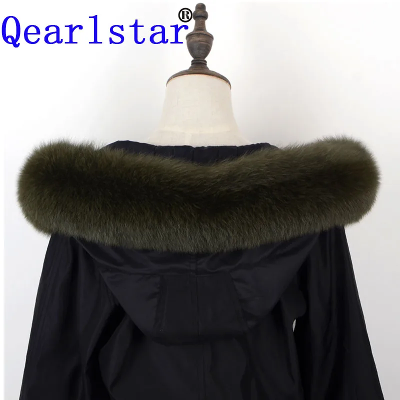 Qearlstar воротник из натурального меха 100% натуральный Лисий мех женский мужской