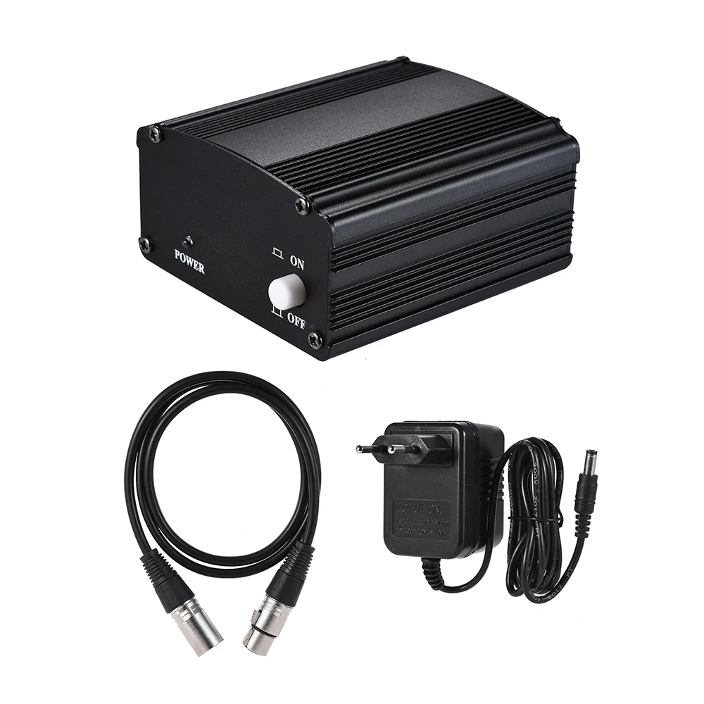 

1-Channel 48V Phantom Power Supply with Adapter & XLR Male to XLR Female Audio Cable for Condenser Microphone Studio Music
