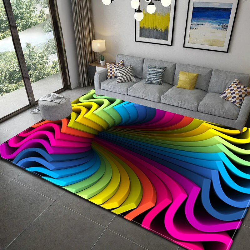 

3D Abstract Pattern Carpets for Living Room Bedroom Large Area Carpet Kids Play Floor Mat Vortex Mat Rugs for Bedroom