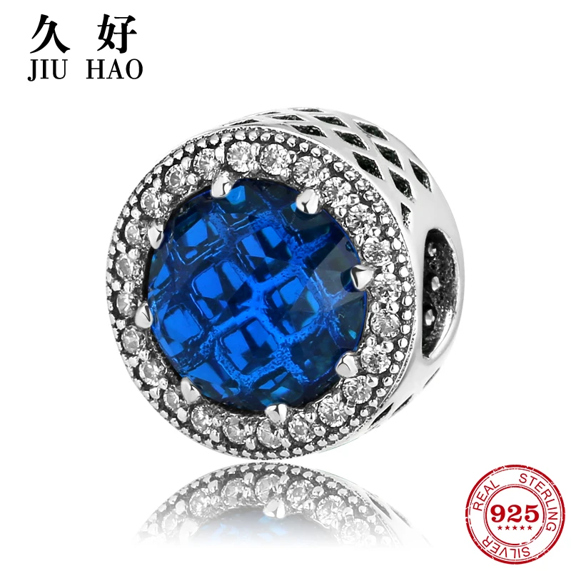Серебро 925 пробы темно синие циркониевые Бусы Женские аксессуары трендовые 2018
