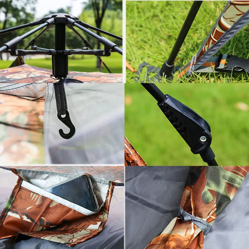 Автоматическая 4 человека всплывающая камуфляжная палатка Сверхлегкая Большая