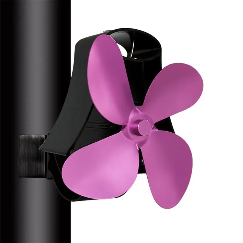 

Wall Mounted Heat Self-Powered Fireplace Stove Fan Quiet 4 Blades Aluminum Efficiently Warm Large Room Wood Log Burner Eco R9JC