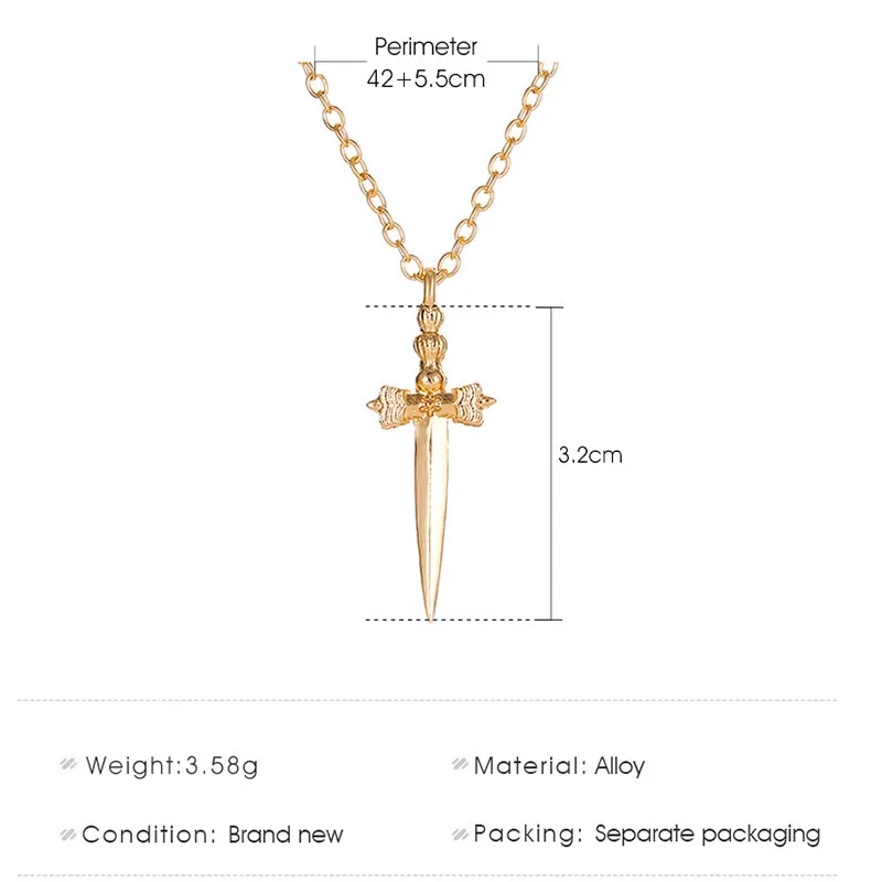 

European And American Alloy Sword Type New Simple Retro Cross Lovers Necklace Personality Women Jewelry Accessories