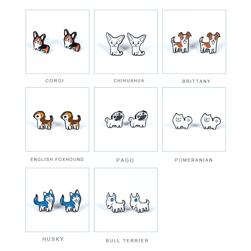 Клипсы для собак серьги гвоздики без пирсинга маленькие милые с животными