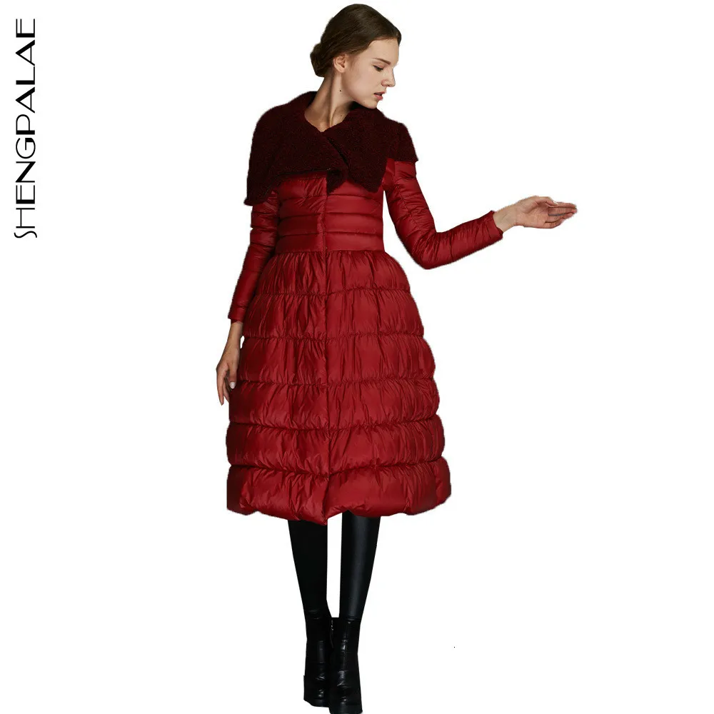 SHENGPALAE Дамская качественная теплая куртка с отложным воротником 2020 осенне зимние