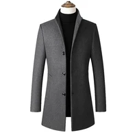 autumn and winter new men casual long wool blends trench coatmale slim fit solid color thick business windbreaker jacket s 3xl