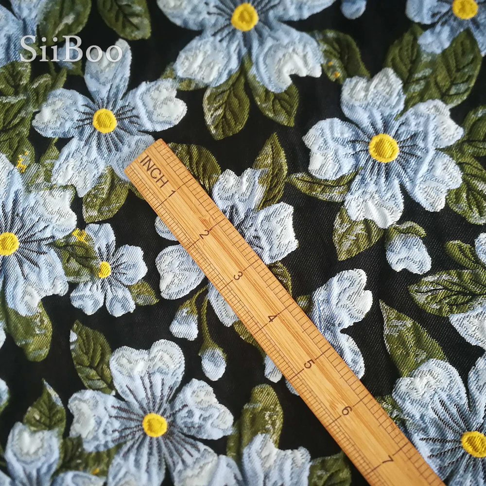 Элегантный цветочный жаккард парча ткань одежда для платья Пальто Зеленый tissu