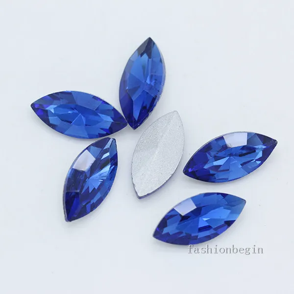 sapphire Все цвета все размеры Наветт стеклянные хрустальные заостренные с обратной стороны Стразы фольгированные причудливые камни 4x8 мм 5x10 мм 6x12 мм 7x15 мм - Цвет: sapphire