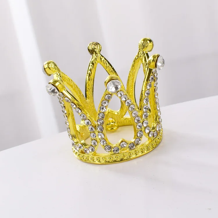 3.5X4CM GD1 Креативная мини-корона, топпер для торта, металлические жемчужные счастливые топперы для торта на день рождения, свадьбы и помолвки, декор для торта, милые 16 вечерние украшения - Цвет: 3.5X4CM GD1
