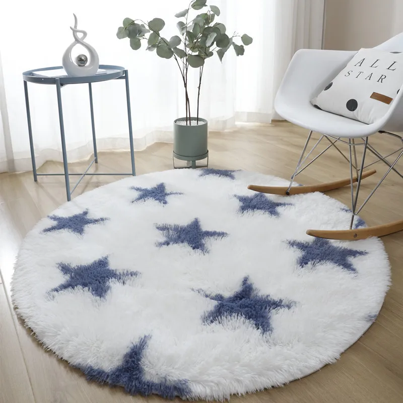 

Round Carpet Nordic Ins Style Gradient Colorful Rug For Living Room Bedroom Rugs Fur Mats Large Size Hanging Basket Mat