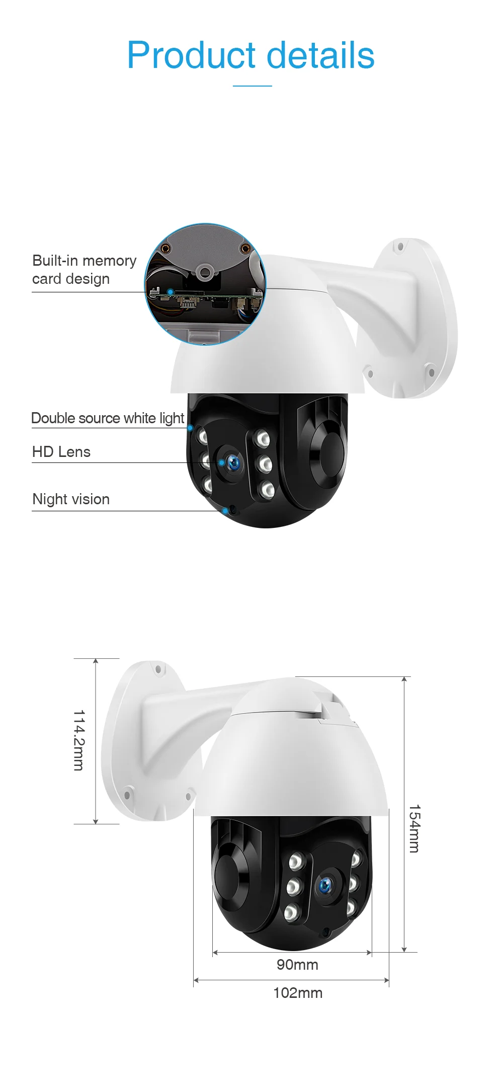 AOUERTK Беспроводная P2PWifi IP камера 1080P PTZ для улицы, автоматическое отслеживание скорости, купольная камера безопасности, поворотная сеть видеонаблюдения