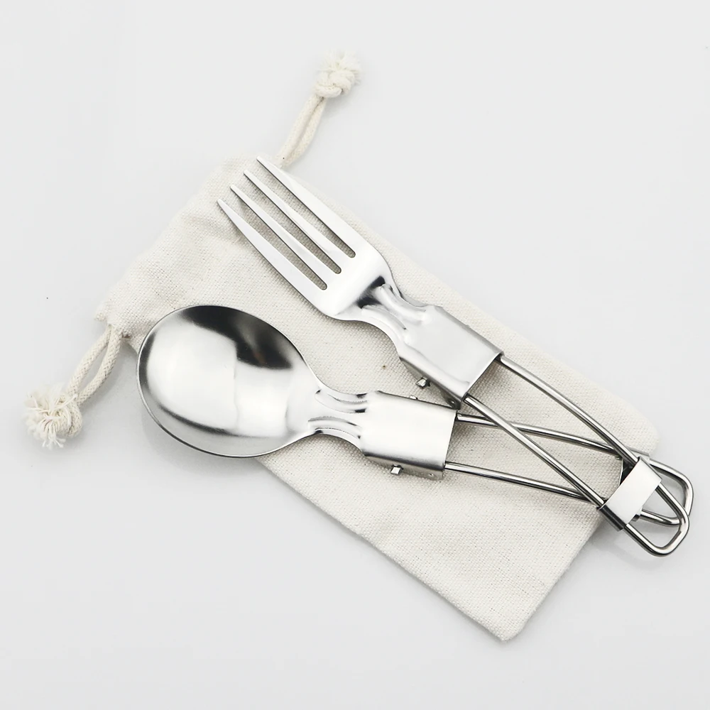 Многоразовые складные столовые приборы набор уличная посуда из нержавеющей