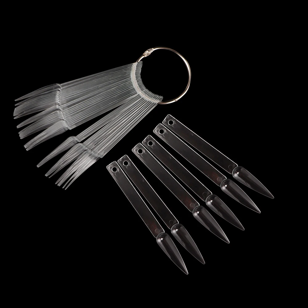 40 шт. белый/прозрачный/черный острый Веерообразный дизайн ногтей накладные Типсы