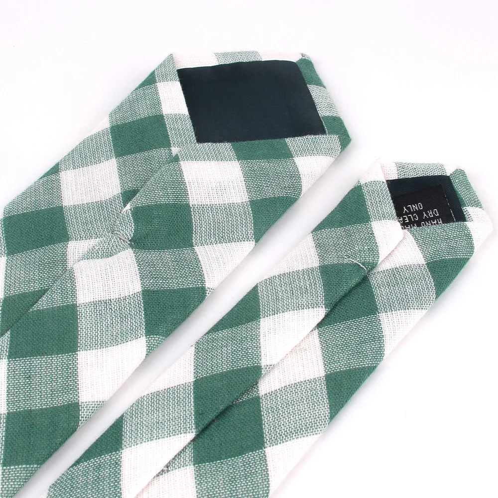 New Green Plaid Ties For Men Women Cotton Slim Neck Tie For Wedding Business Suits Skinny Ties Fashion Striped Necktie Neck Wear images - 6