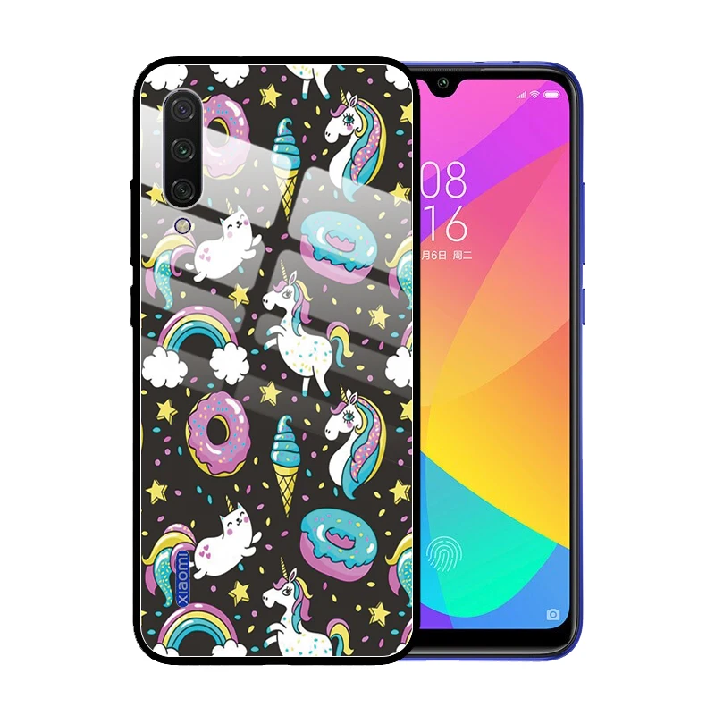 Cute Unicorn Glass Case Cover for Xiaomi Mi Note 10 Pro 9 9T CC9 CC9E SE 8 Lite Mix 3 A3 A2 A1 6X POCO F1 No.531 | Мобильные