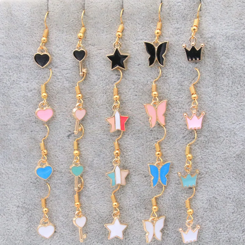 1Set 60Pcs 4Color 6Styles Star Key Charm KC Gold Drop Oil Pendant Kit With Box Material For DIY Jewelry Earring Bracelet Making images - 6