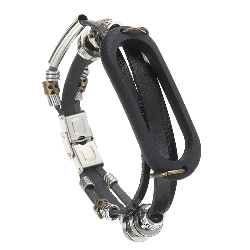 Винтажный кожаный браслет из сплава и бисера ремешок для Xiaomi Mi Band 5/5 NFC сменные