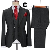 jacket vest pants cenne des graoom new men suits tailor made costume homme casual business formal wedding groom grey