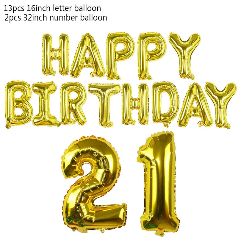 1 Набор С Днем Рождения украшения для вечеринки золотые серебряные буквы цифры