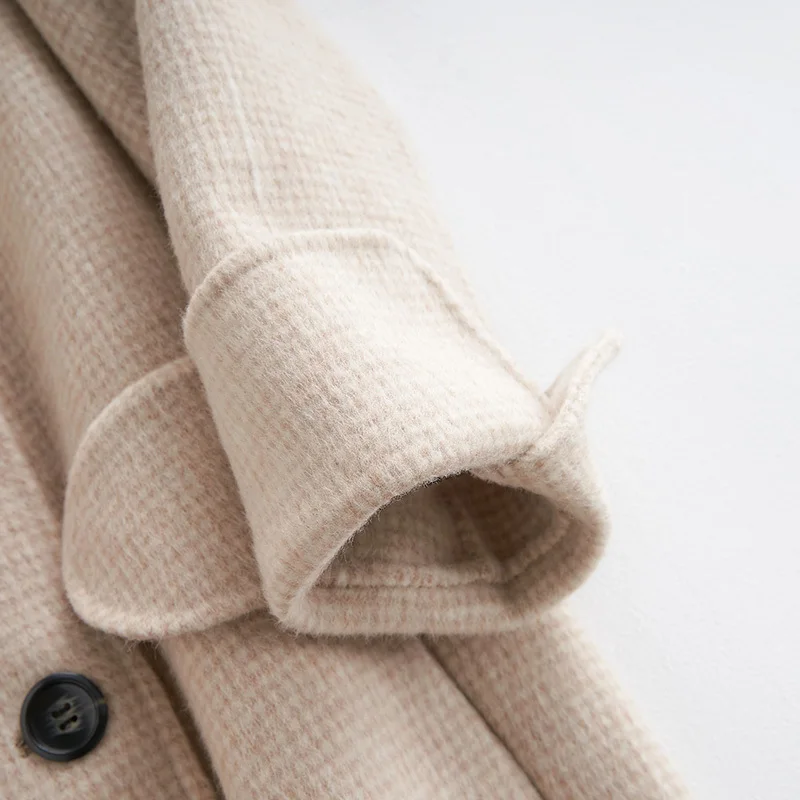 Autumn Winter Wool Coat Women Double Breasted Coats Female Alpaca Long Jackets Sided Woolen Spring Pink Overcoat LWL1314 | Женская