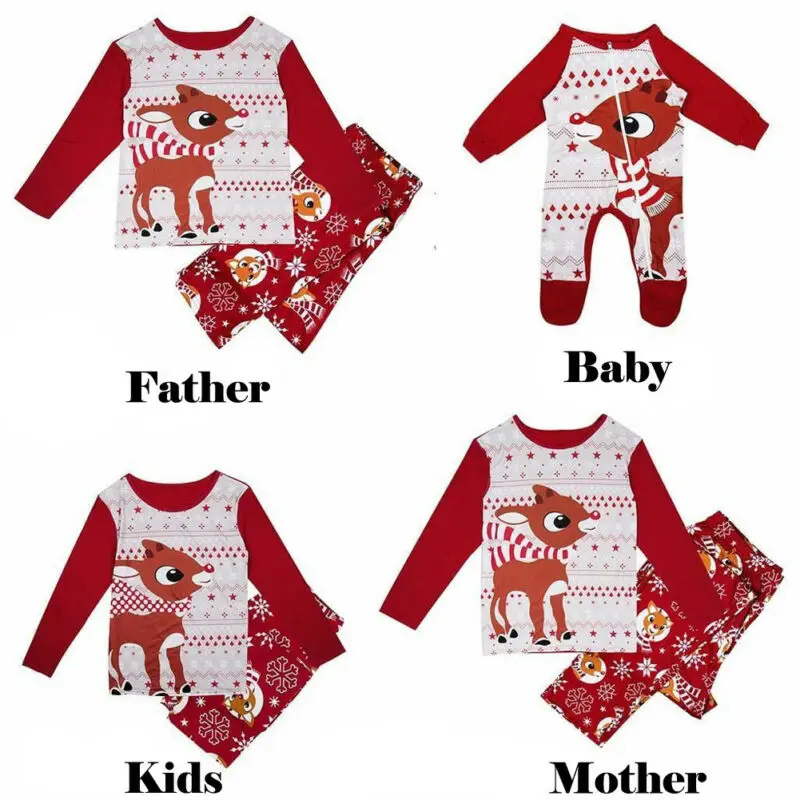 Семейные комплекты Рождественский пижамный комплект из хлопка для взрослых