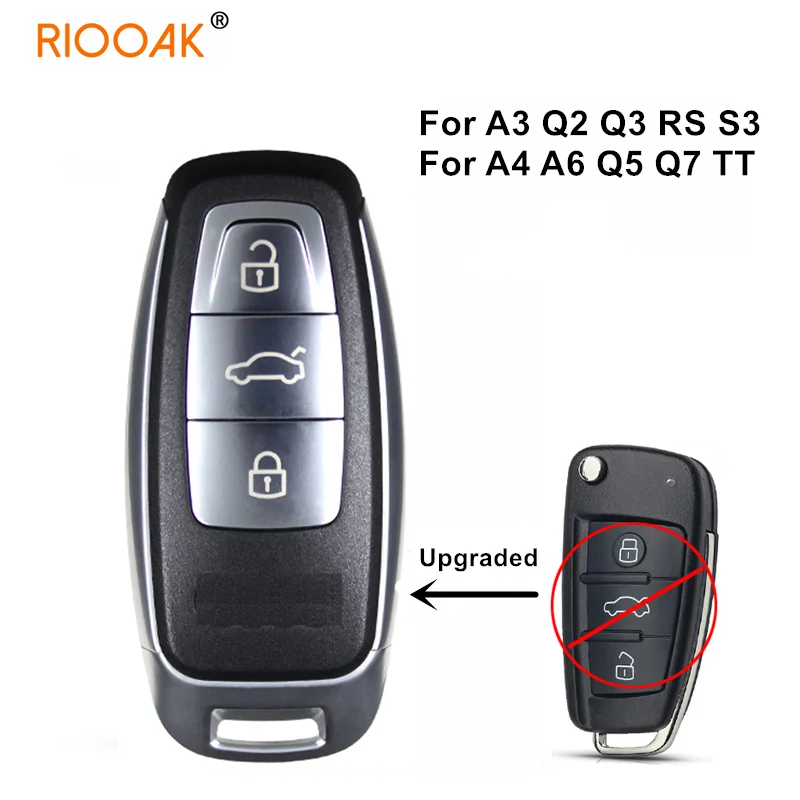 Car Modified Remote Key Shell Keyless Smart Key Case Upgrade For Audi A3 A4 A6 A8 Q2 Q3 Q5 Q7 R3 RS3 RS5 TT Remote Key Cover