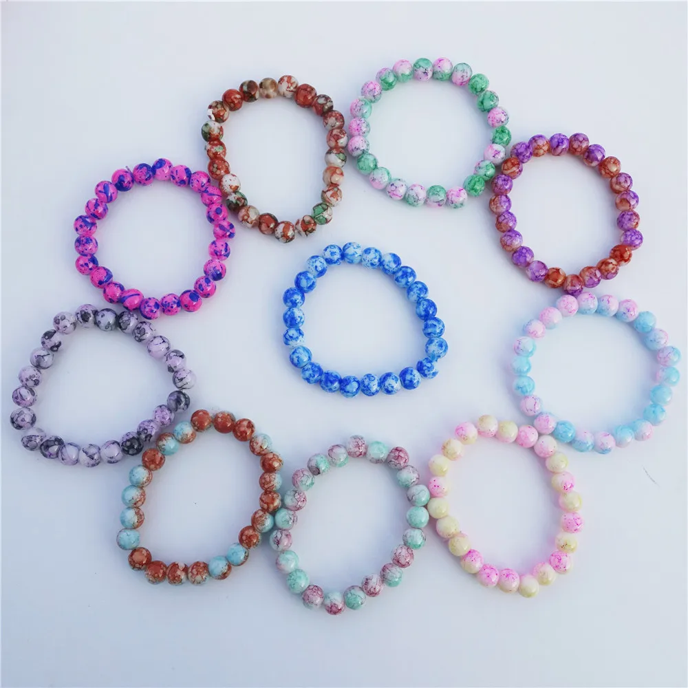Браслет со стеклянными бусинами для девочек эластичный браслет подростков и