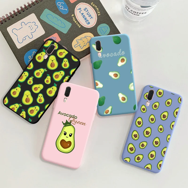 

Phone Case Avocado For Huawei P20 Pro Plus Cute Soft Silicone Back Cover For Huawei P20 Lite Candy TPU Soft Back Cover