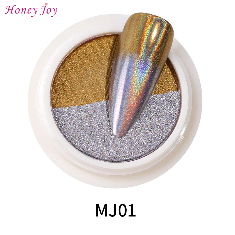 Двухцветная супер яркая голографическая Хромовая однотонная пудра для ногтей