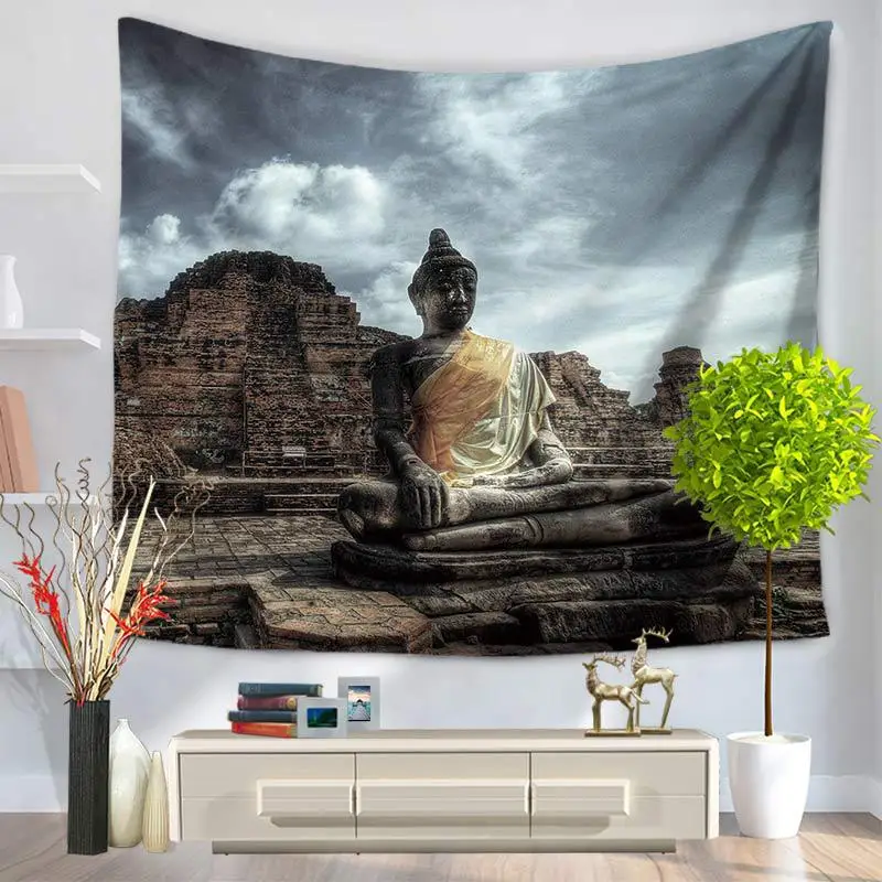 

Indian Mandala Tapestry Figure Of Buddha Printed Tapestry Wall Hanging Beach Throw Mat Hippie Bedspread Yoga Mat Blanket