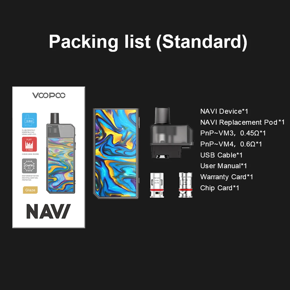 VOOPOO Navi мод Pod 40 Вт комплект 1500 мАч встроенный аккумулятор 3 8 мл картридж PnP VM3 VM4