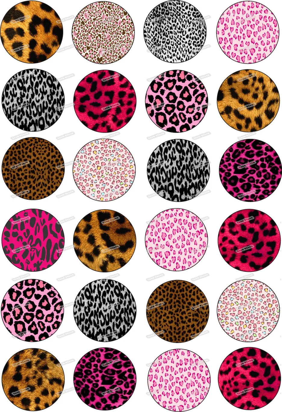 24 красочные леопардовые съедобные торт Топпер вафли рисовая бумага печенье кекс