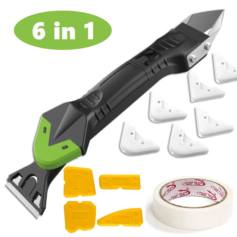 

2012 New 6 In 1 Silicone Remover Sealant Smooth Scraper Caulk Floor Mold Removal Hand Tool Grouting Kit Set Accessories