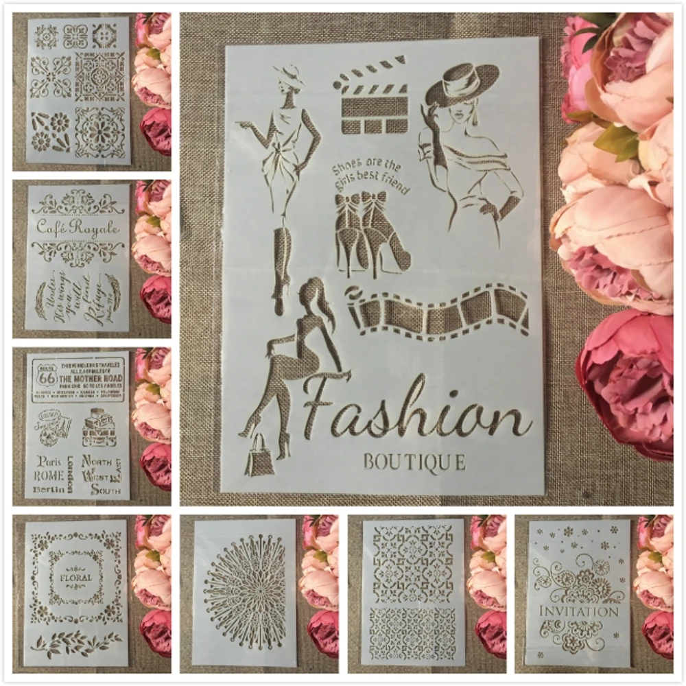 8 шт. трафареты A4 в европейском стиле|Трафареты| |