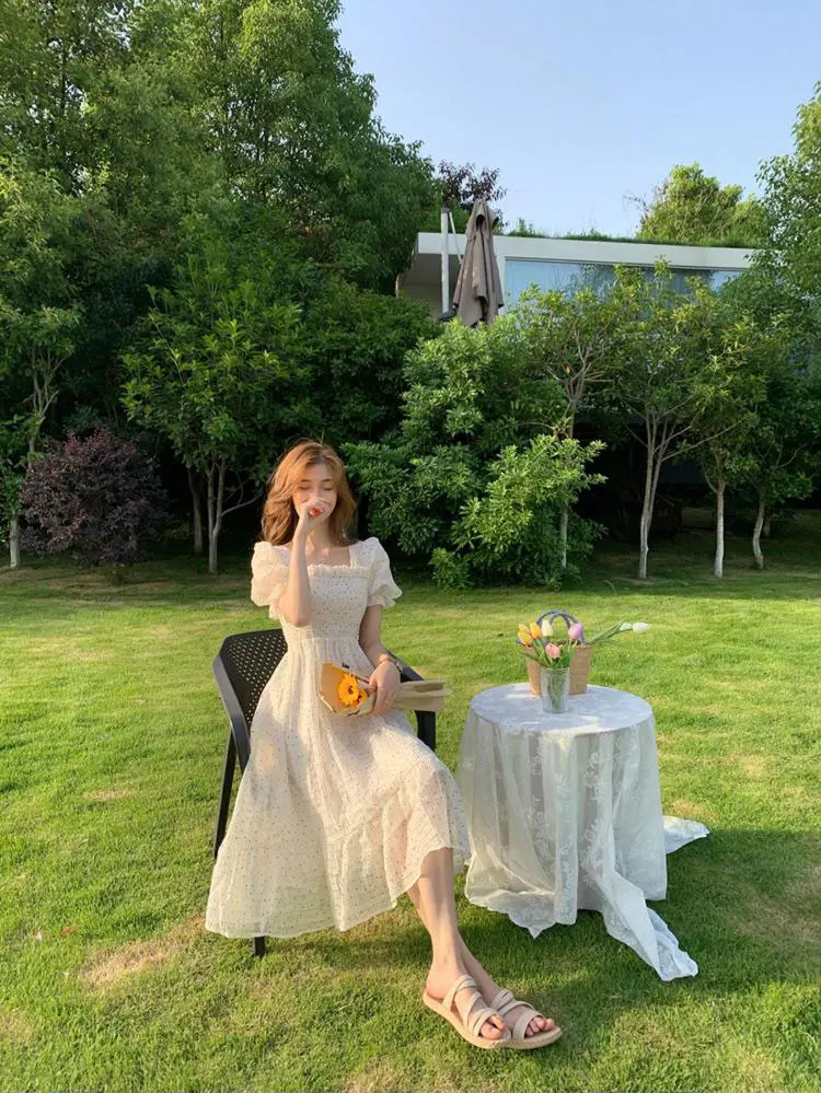 

Spring 2021new Women's First Love Series Temperament Goddess Style French Style Mori First Love Sneaky Design Polka Dot Dress