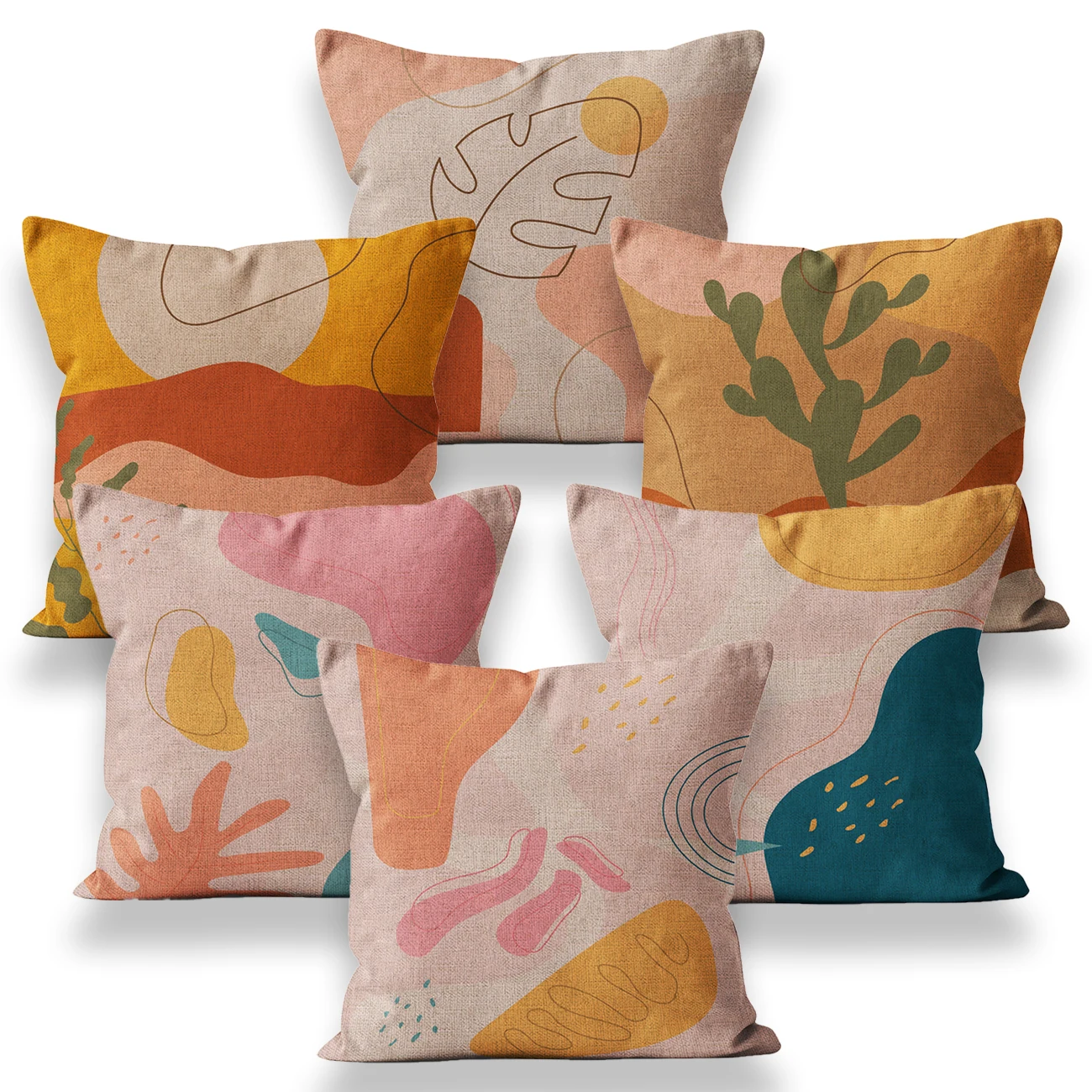 

Scandinavian Decor Throw Pillow Case Plant Decorative Pillows Orange Pillows Covers 40*40 45*45 for Sofa Linen Cushion Cover