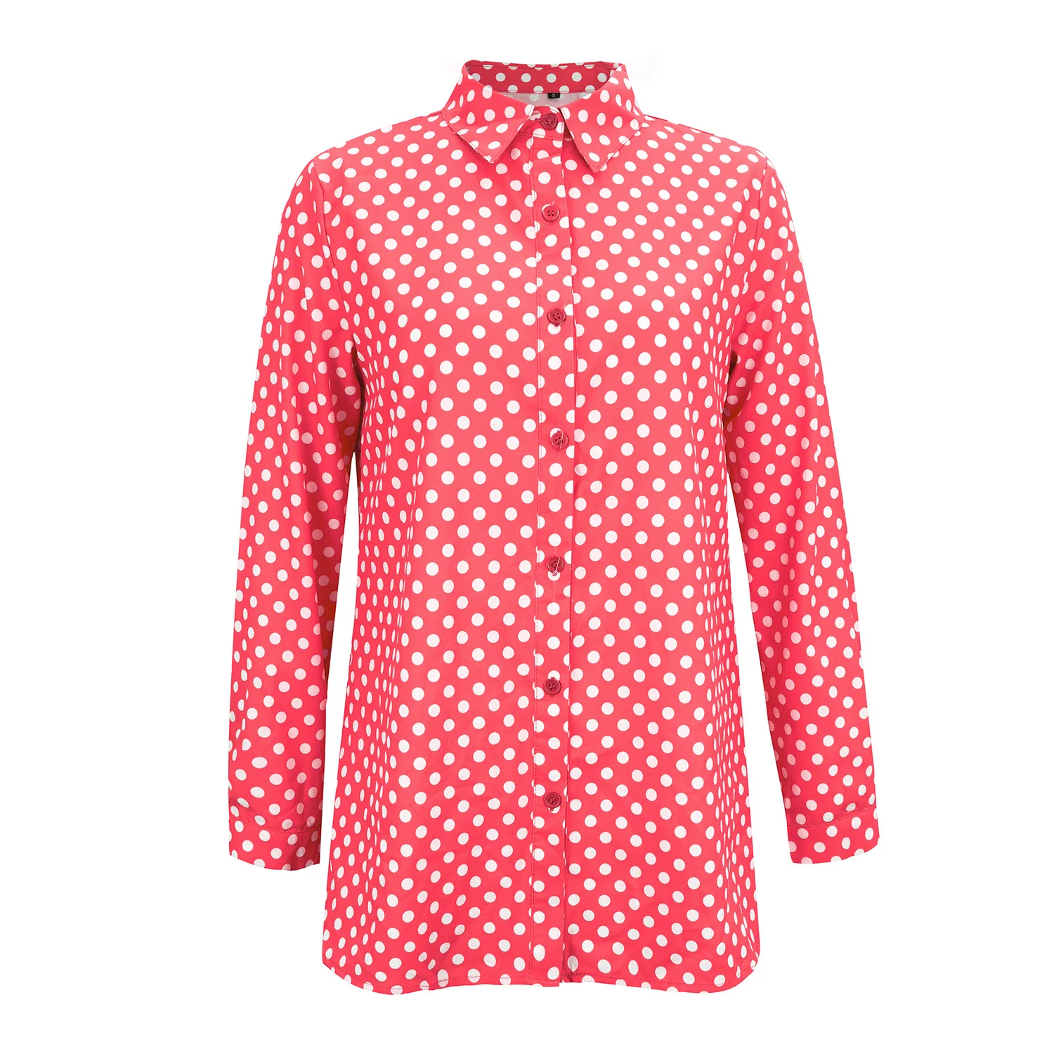 

2020 Women's Fashion Polka Dot Shirt Womens Clothing Summer Long Sleeve Female Loose Shirt
